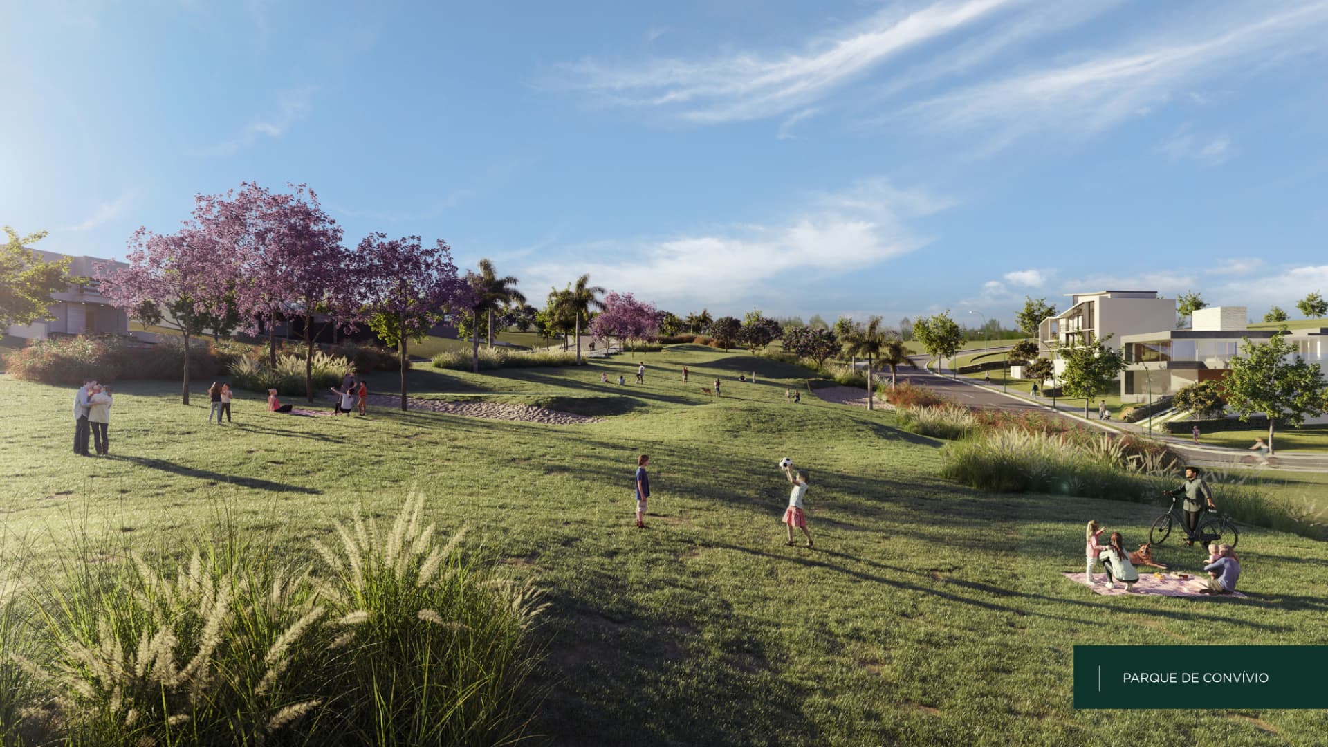 Parque de convívio arborizado do loteamento fechado Santana da Lapa